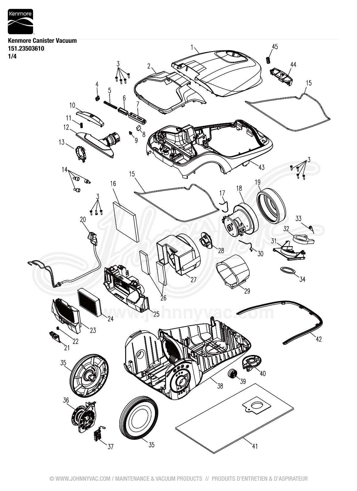 kenmore progressive vacuum parts diagram