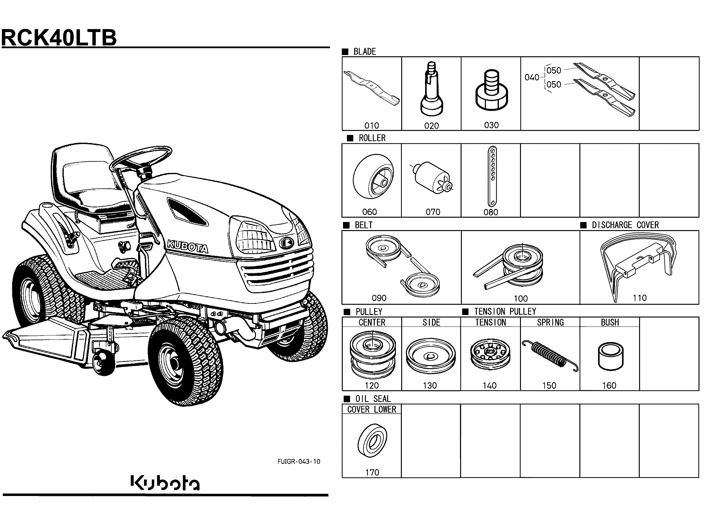 kubota rc40lt parts diagram