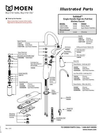 moen single handle kitchen faucet parts diagram