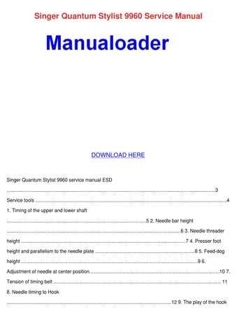 singer quantum stylist 9960 parts diagram