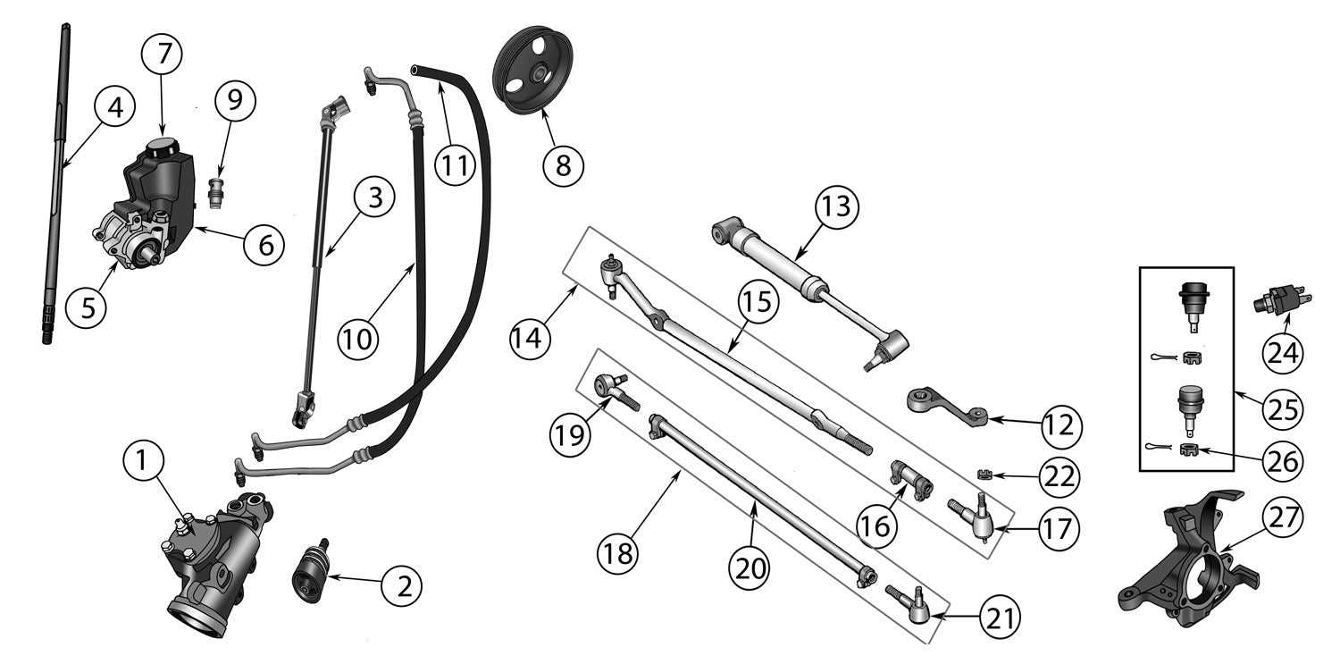 jeep yj steering parts diagram