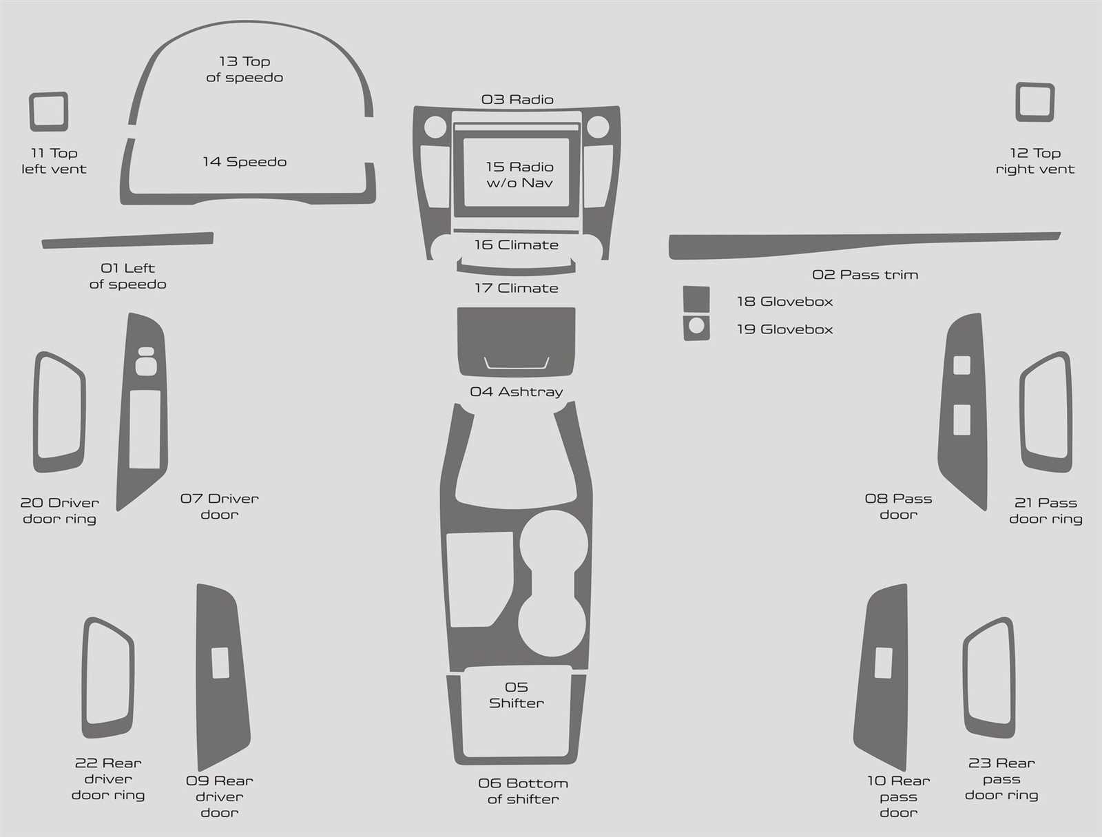 toyota camry interior parts diagram