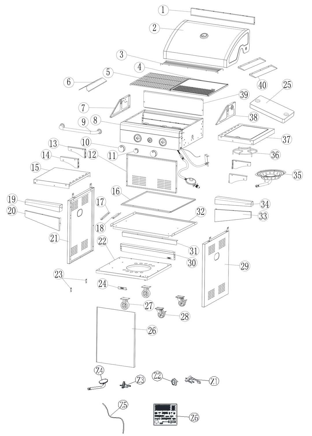 bbq parts diagram