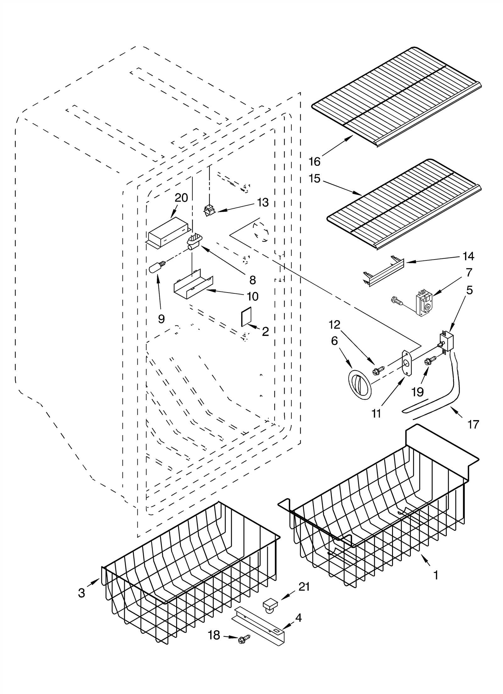 whirlpool upright freezer parts diagram