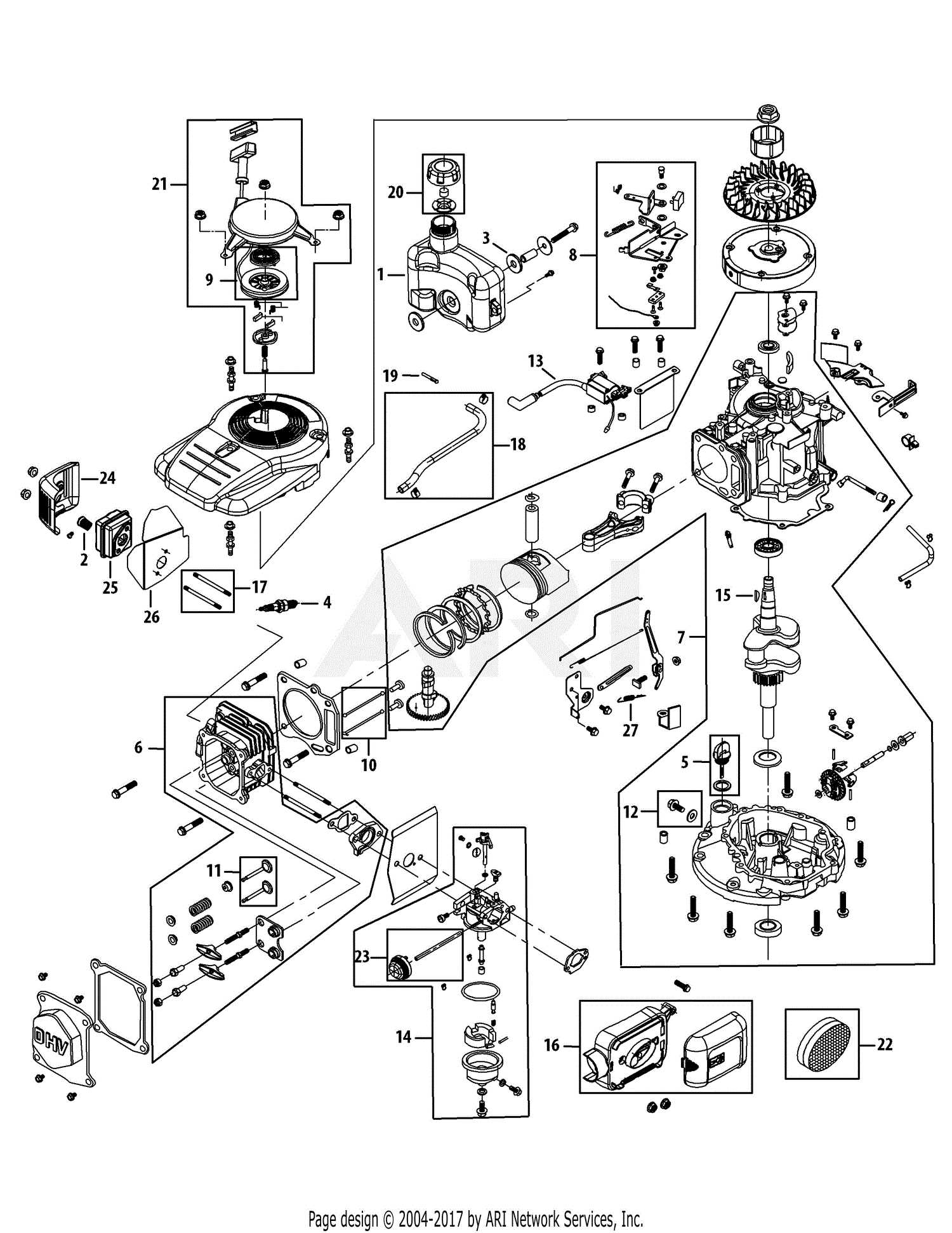 mtd engine parts diagram