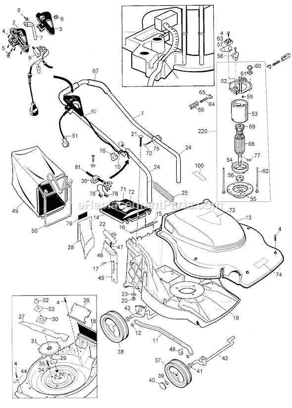 black and decker electric mower parts diagram