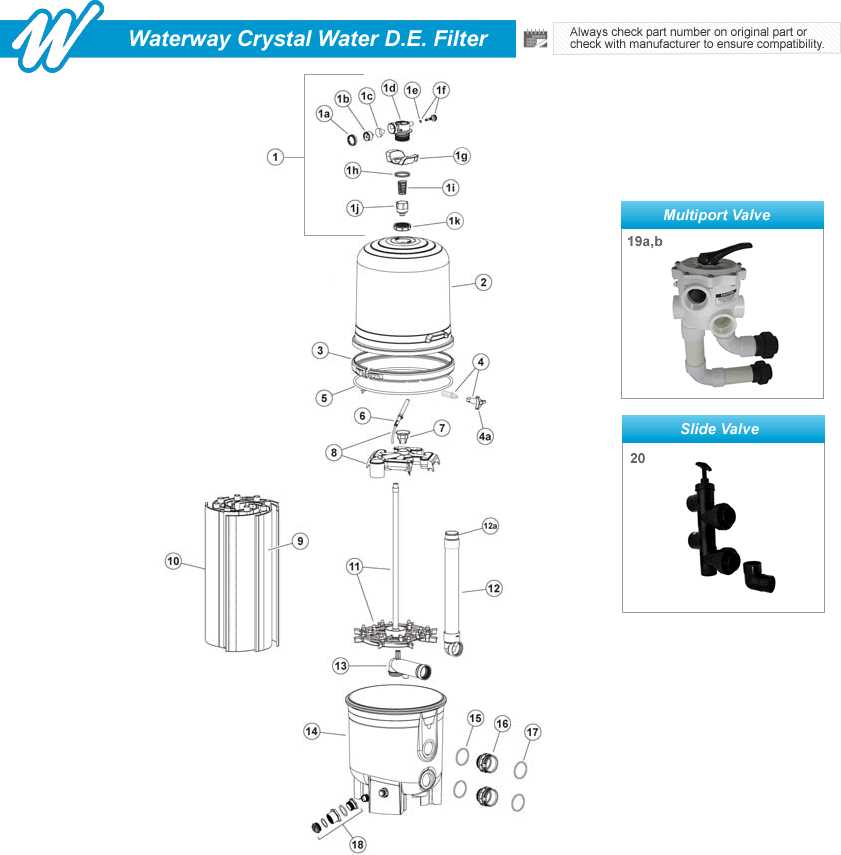 waterway pool filter parts diagram