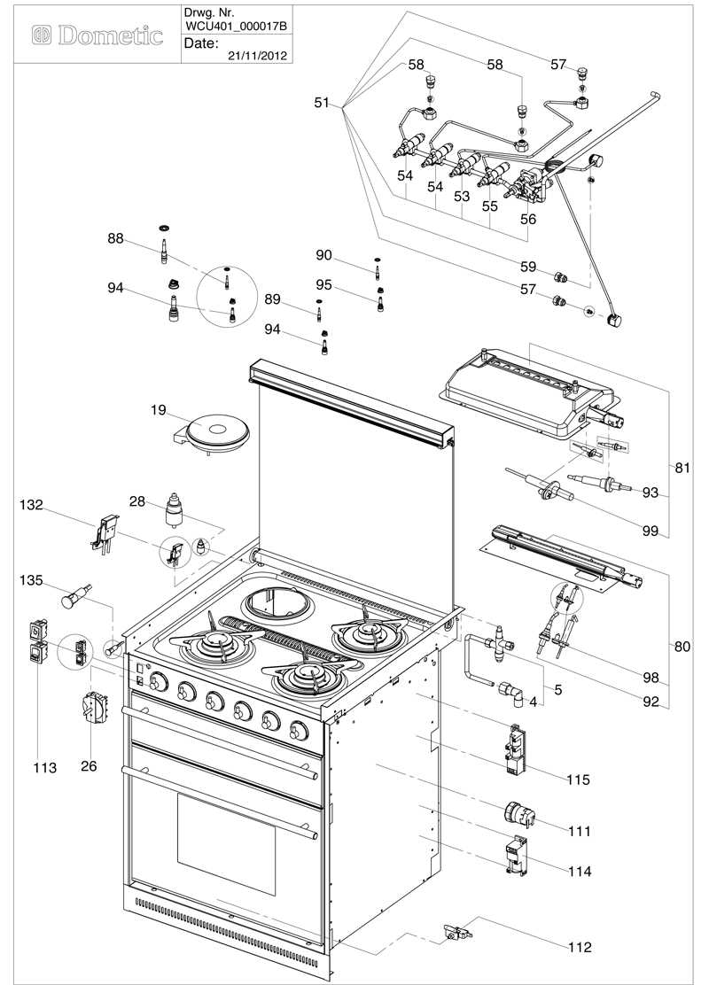 gas range gas stove parts diagram