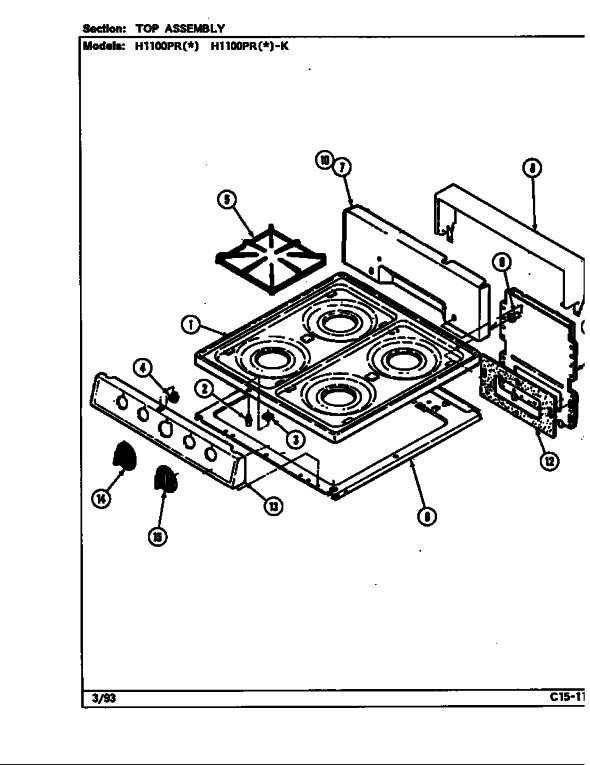 gas range gas stove parts diagram