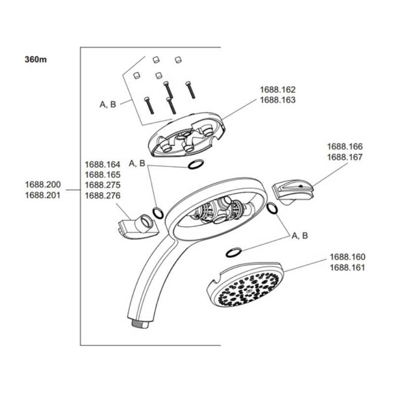 parts of a shower head diagram