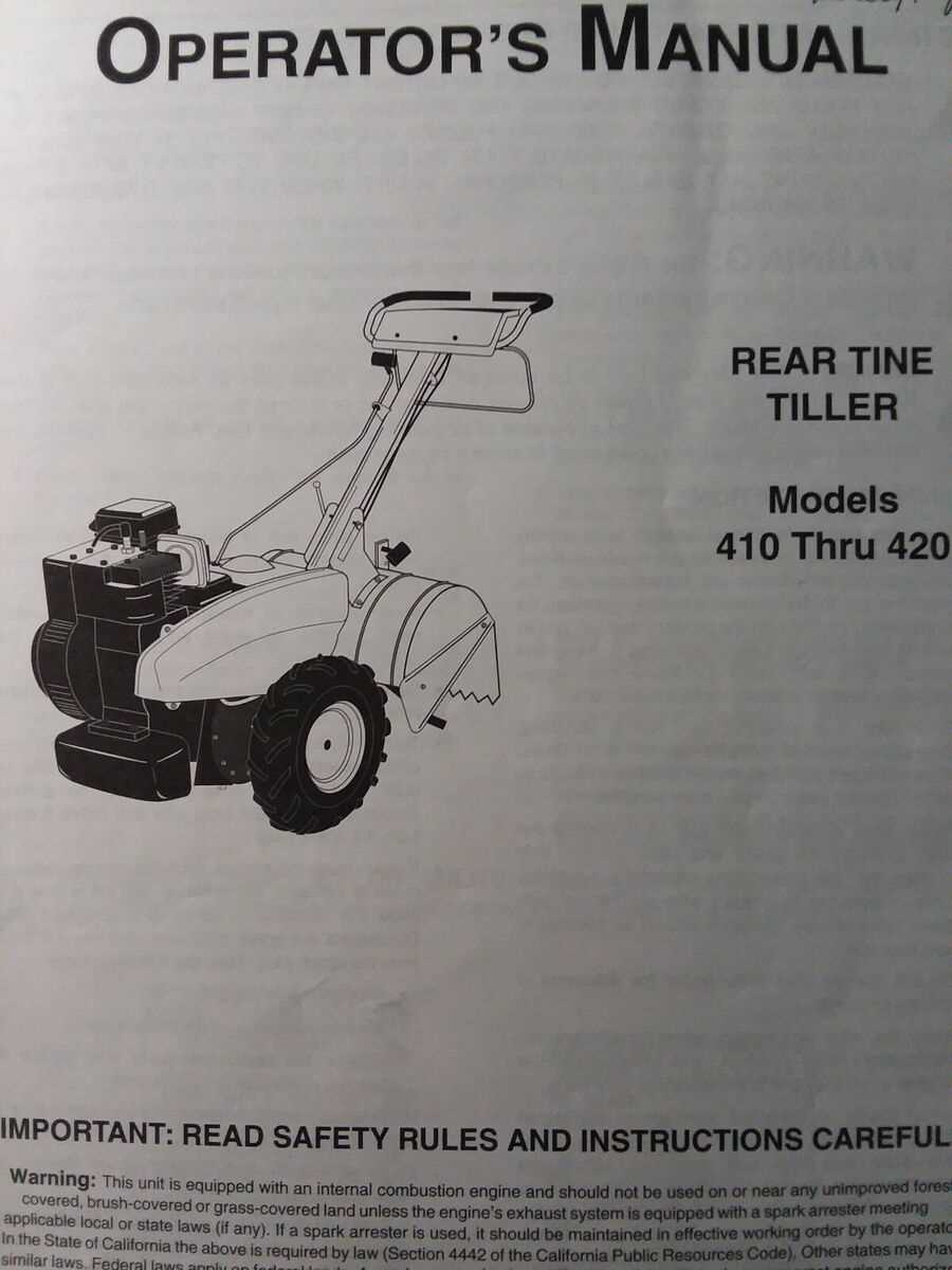 yard machine rear tine tiller parts diagram