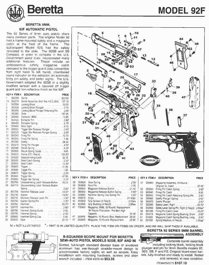 beretta 92s parts diagram