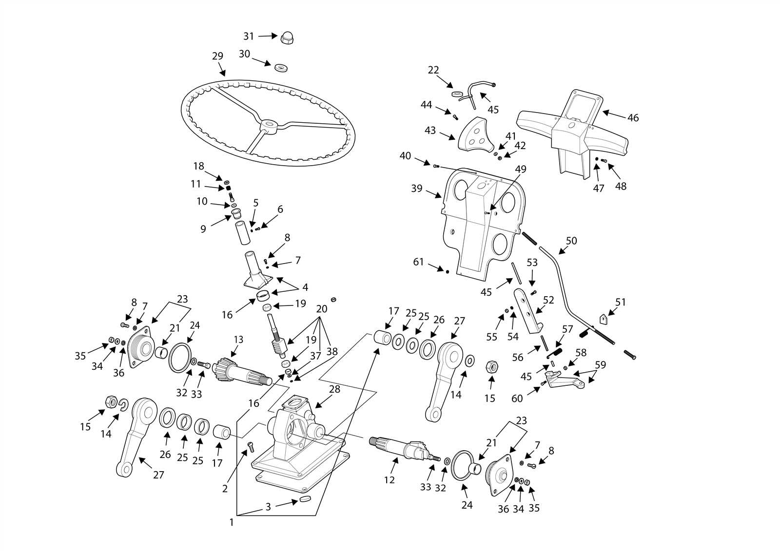 ford 8n steering parts diagram