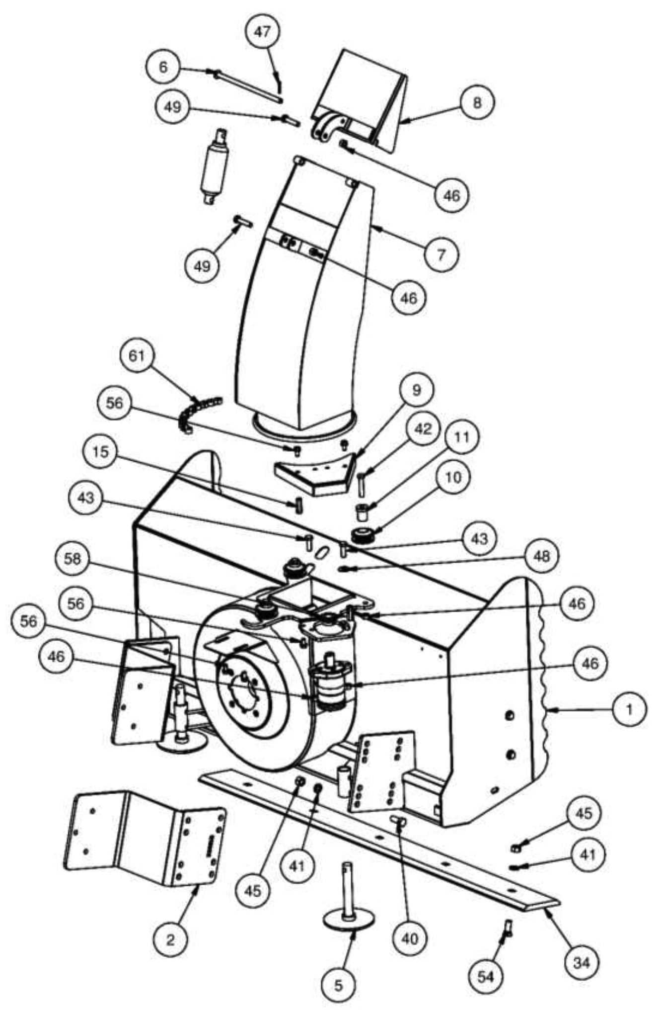 kubota snowblower parts diagram