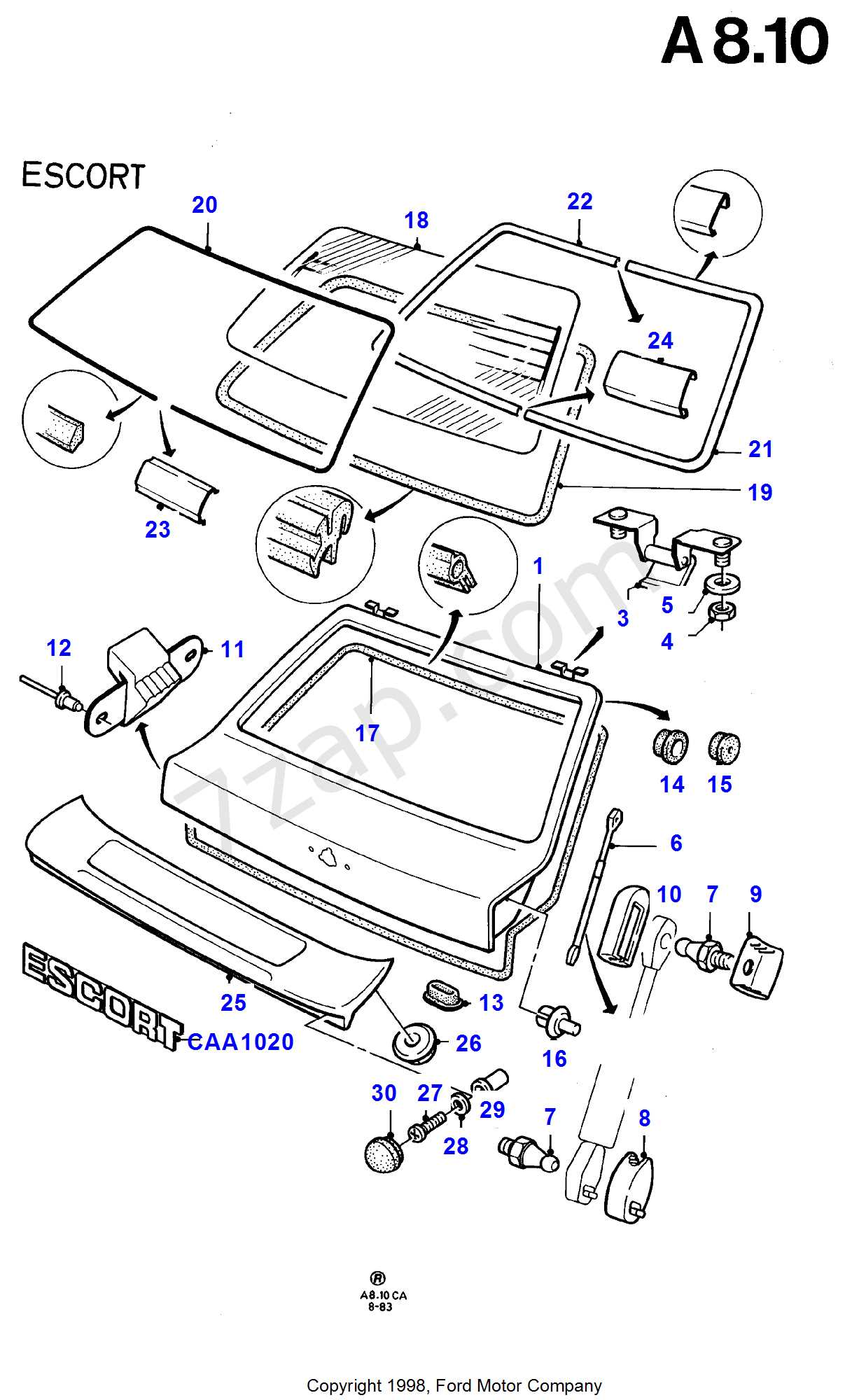 ford escort parts diagram