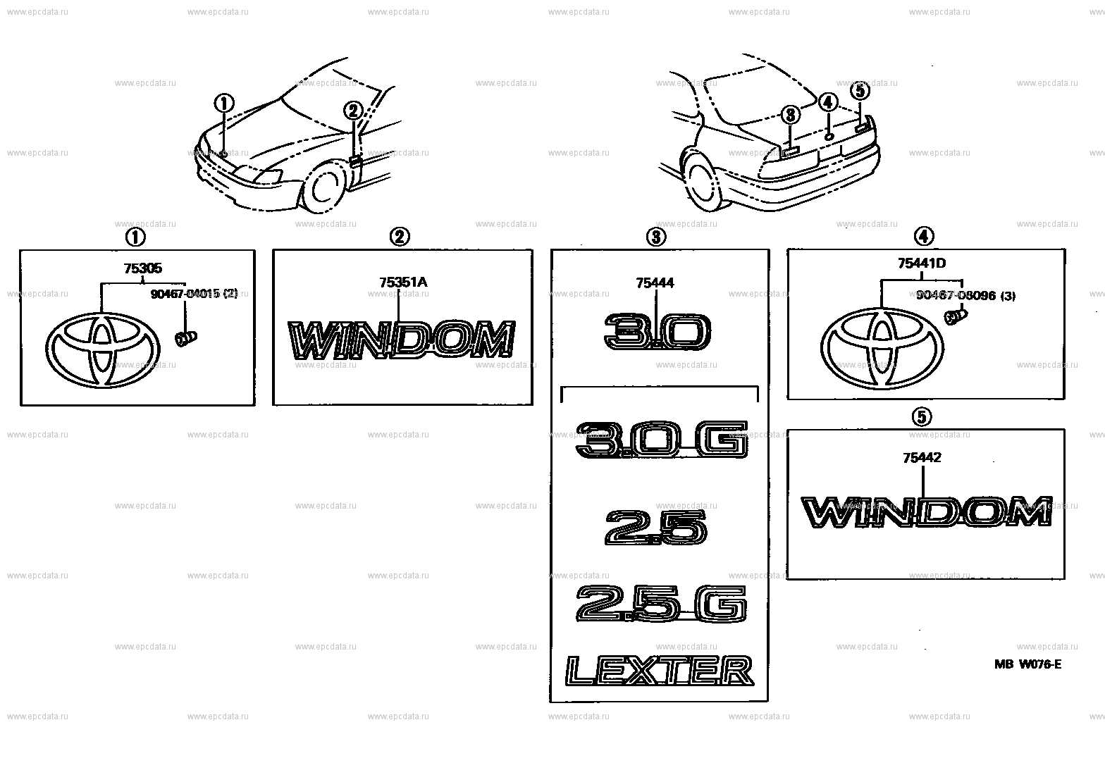 exterior toyota camry body parts diagram