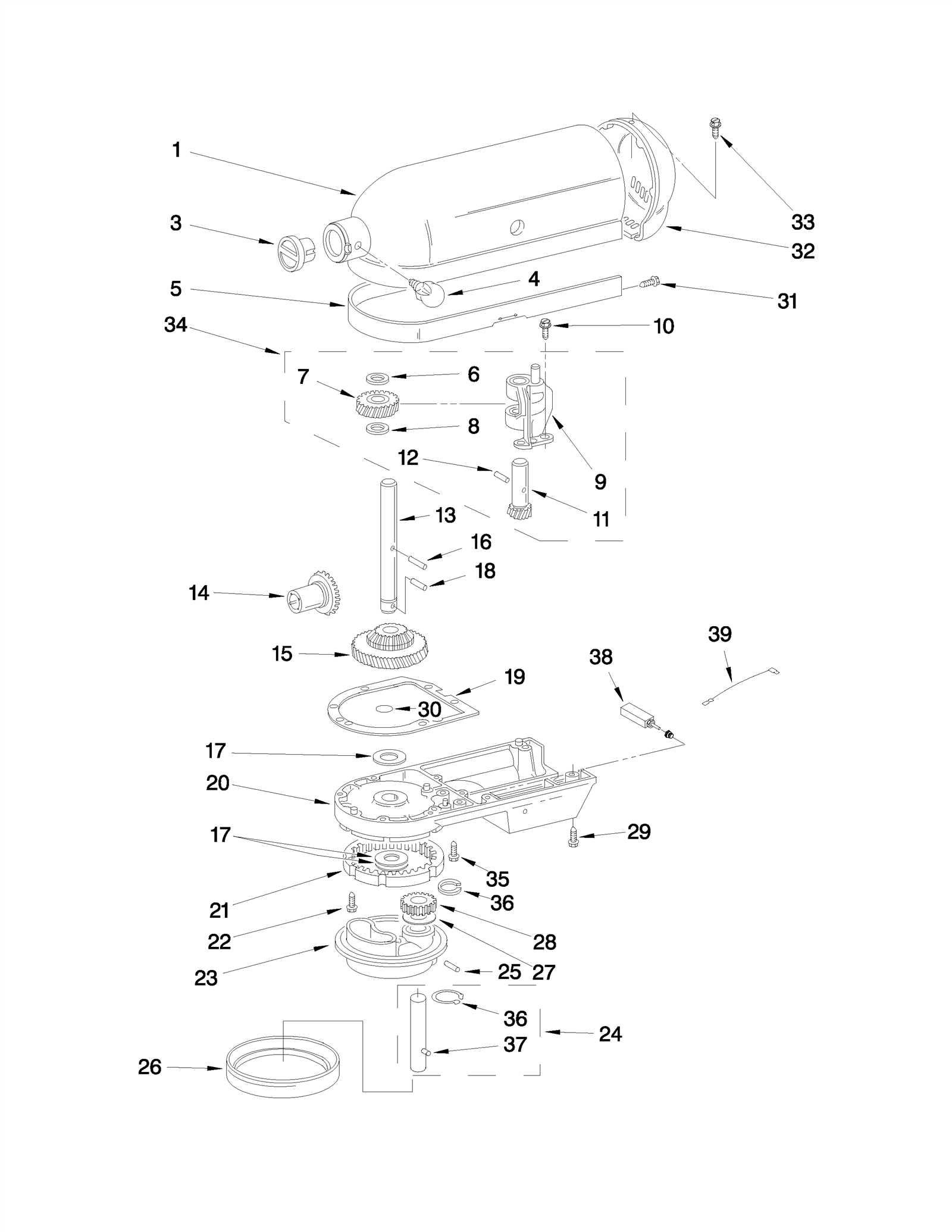 kitchenaid artisan parts diagram