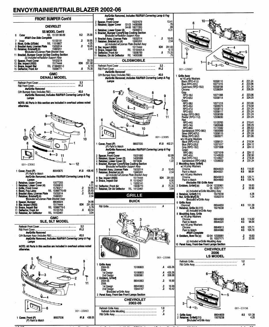 2003 gmc envoy parts diagram