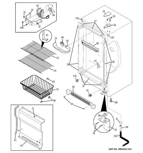 upright freezer parts diagram