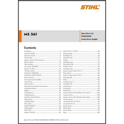 stihl 361 chainsaw parts diagram