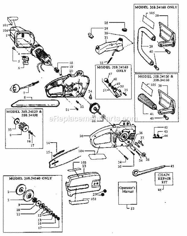 craftsman 358 chainsaw parts diagram