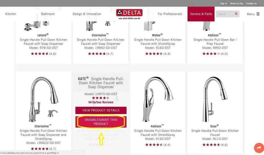 delta touch faucet parts diagram