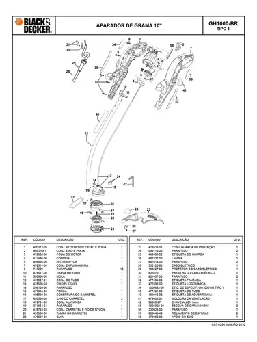 black decker gh1000 parts diagram