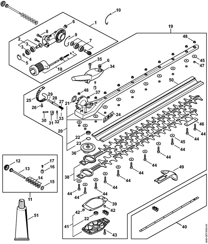 hedge trimmer parts diagram