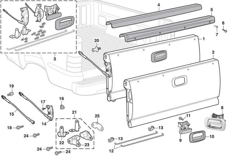 chevy avalanche tailgate parts diagram