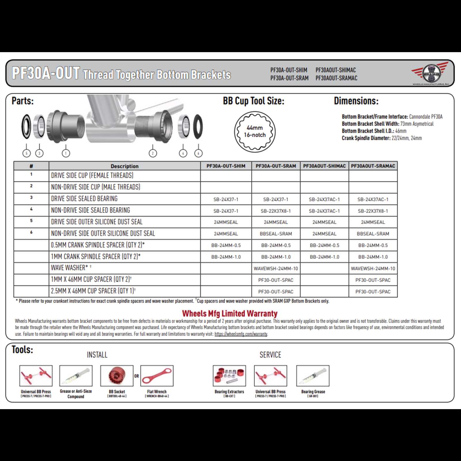 bottom bracket parts diagram