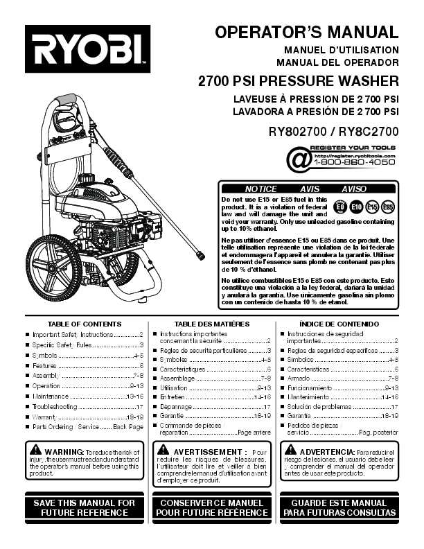 ryobi 2700 psi pressure washer parts diagram