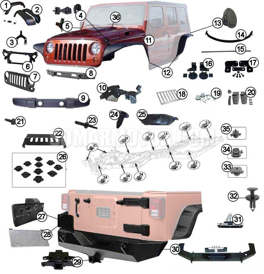 exterior jeep wrangler body parts diagram