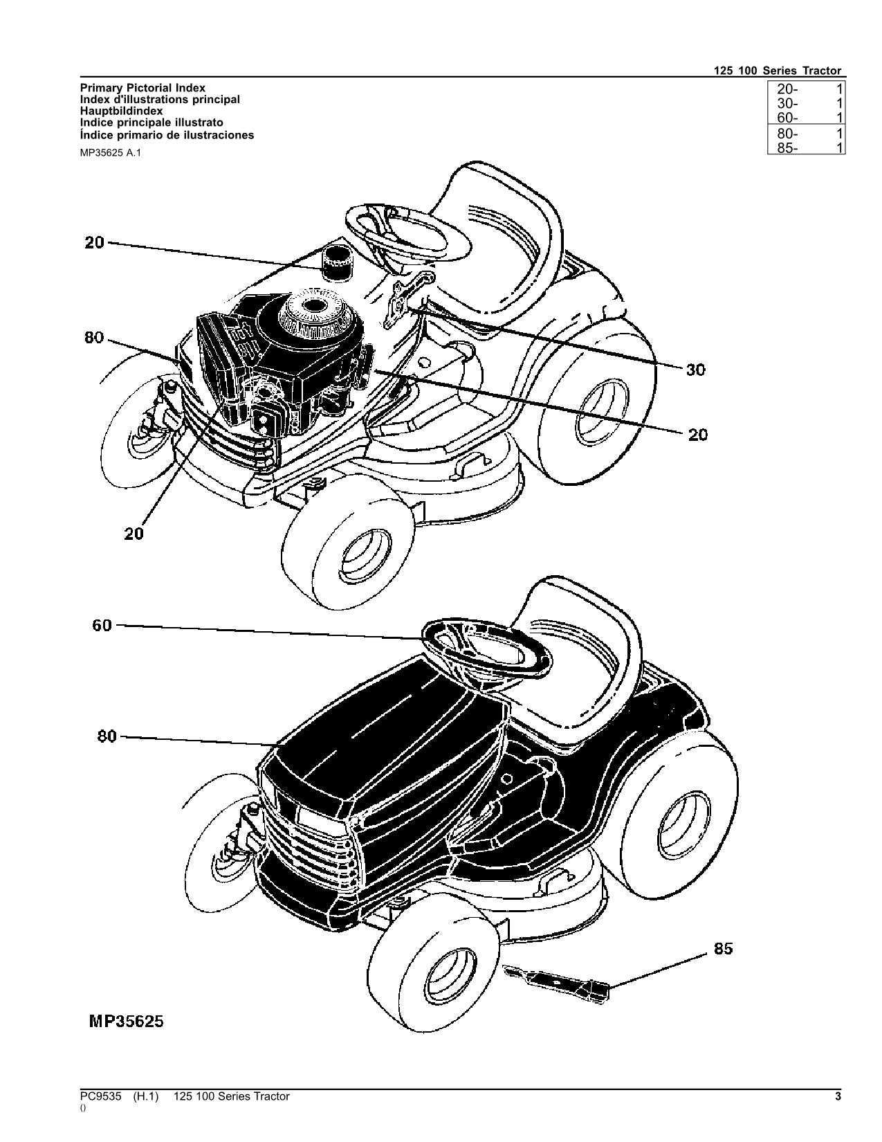 john deere 125 parts diagram