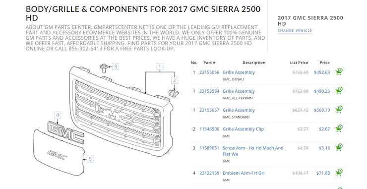 2017 gmc sierra parts diagram