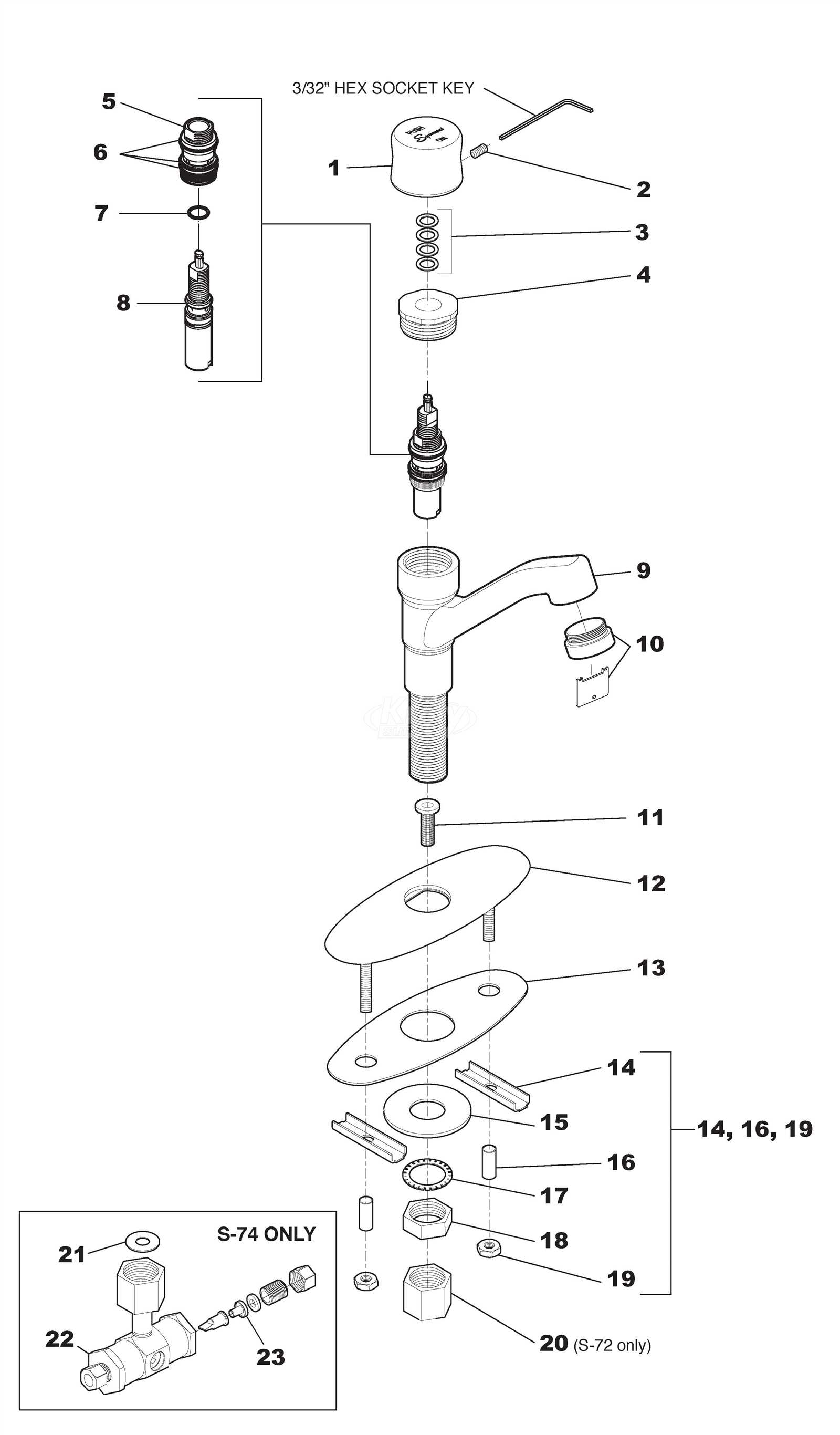 diagram of faucet parts