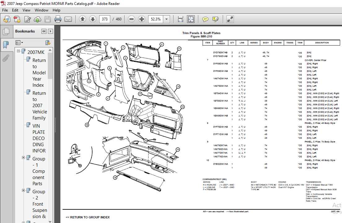 2007 jeep compass parts diagram