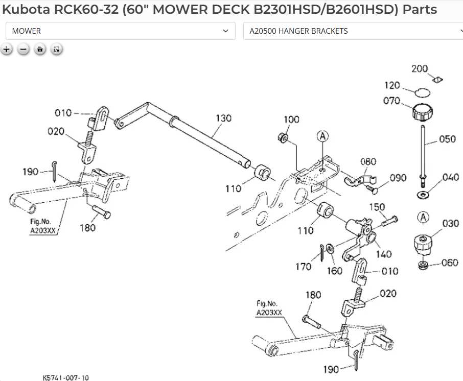 kubota 60 mower deck parts diagram