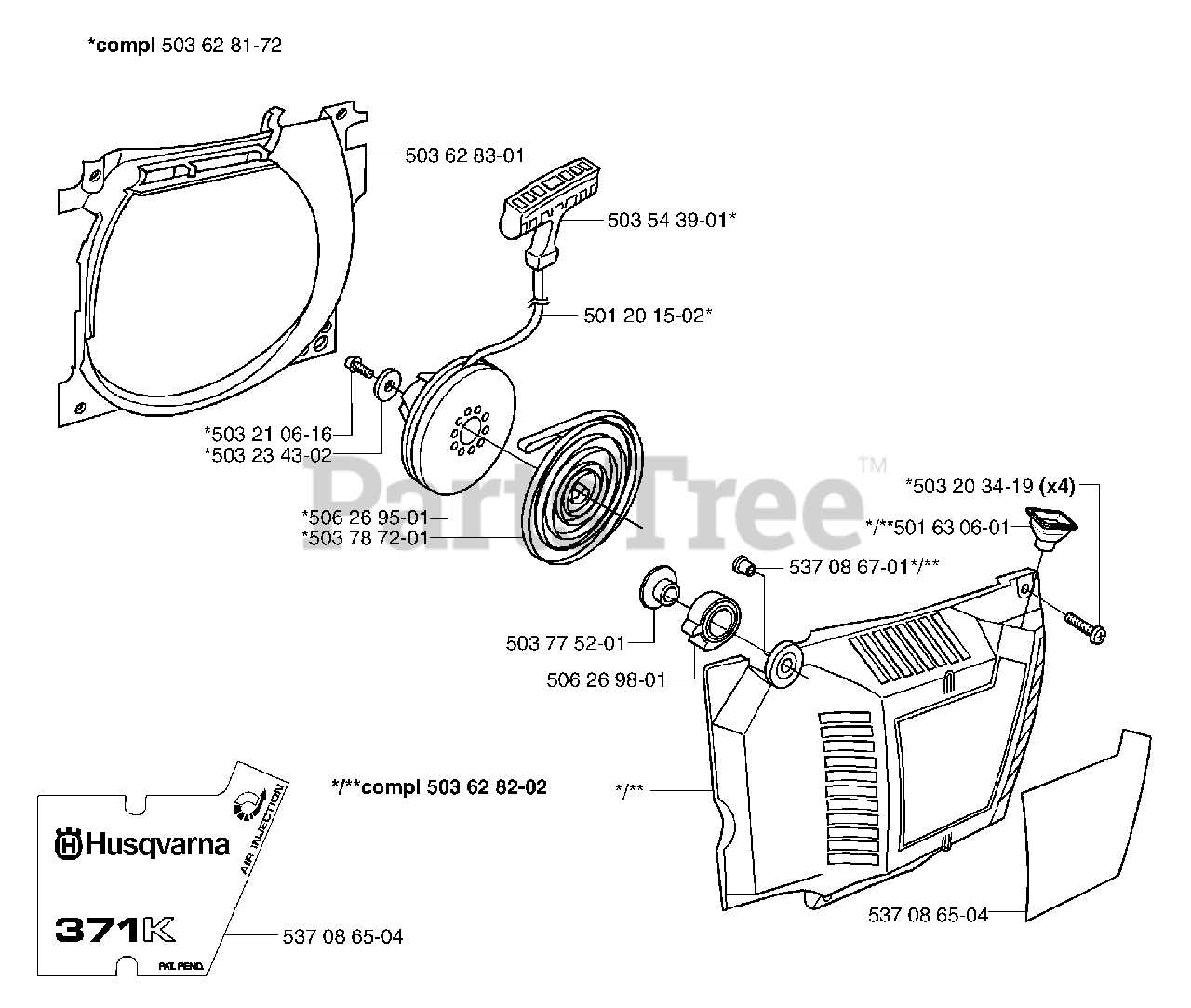 husqvarna 371k parts diagram