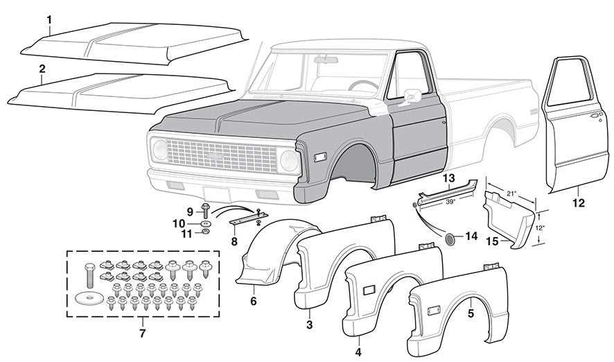 gmc sierra body parts diagram