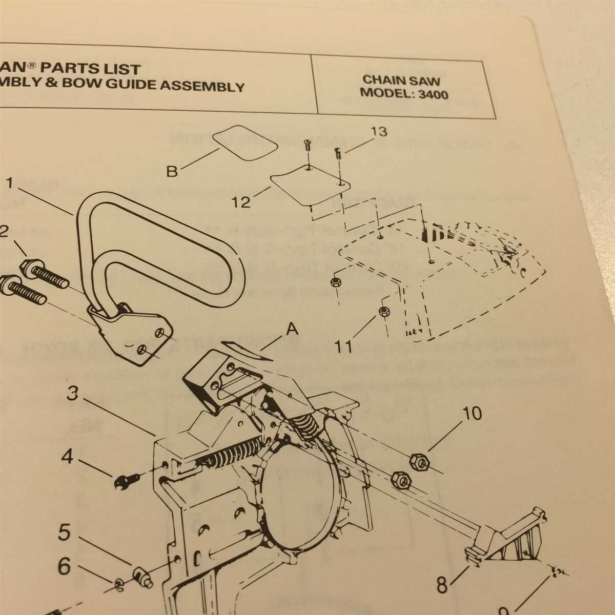 poulan 3400 chainsaw parts diagram