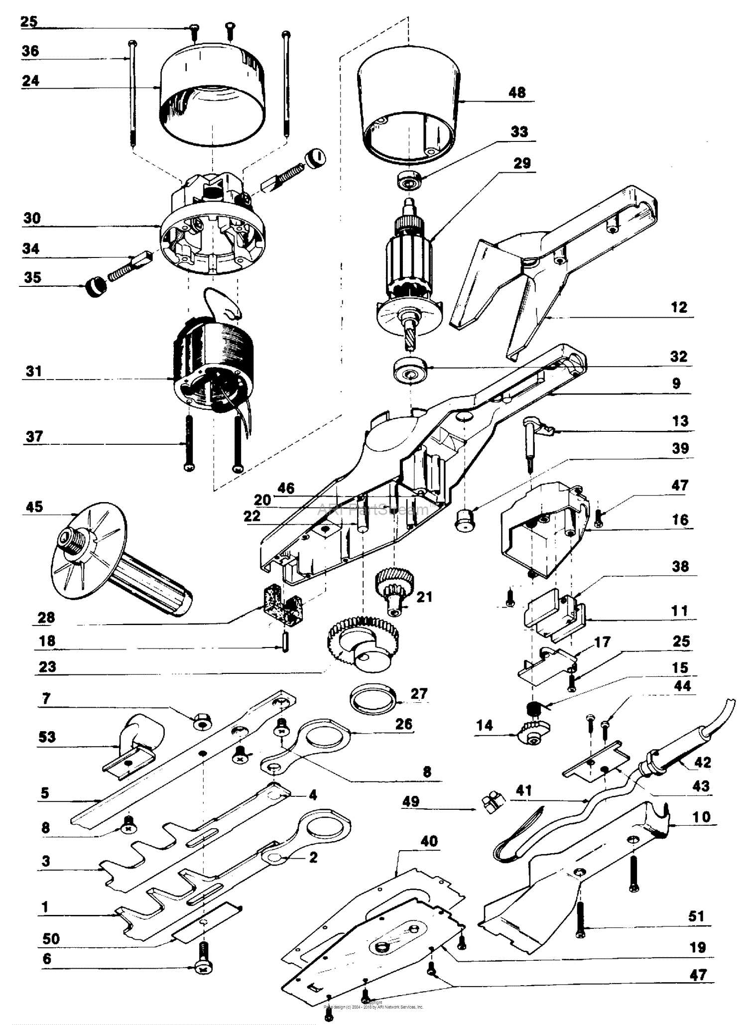 hedge trimmer parts diagram