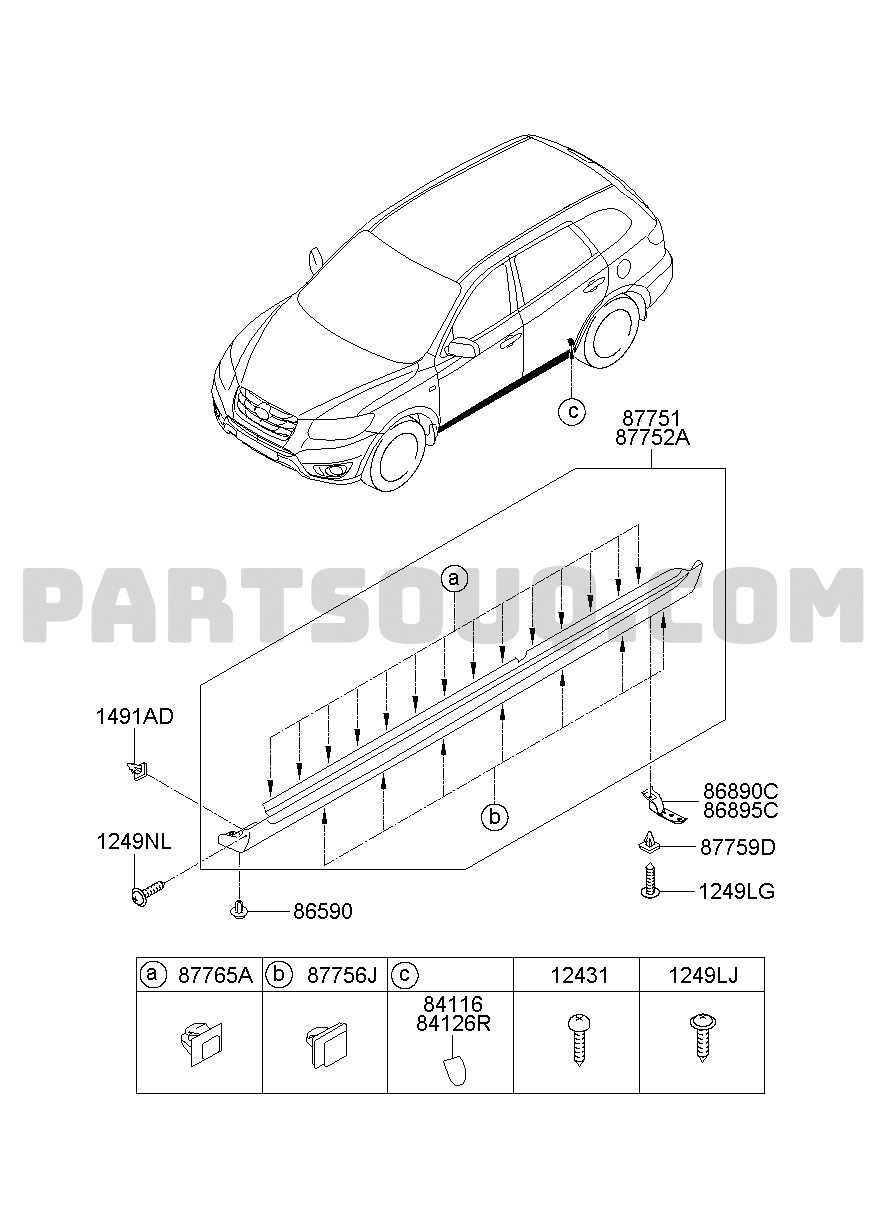 hyundai santa fe body parts diagram