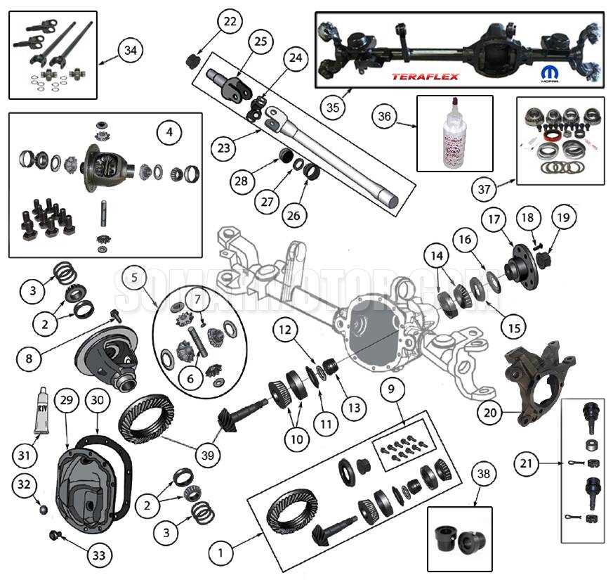 ford dana 44 front axle parts diagram