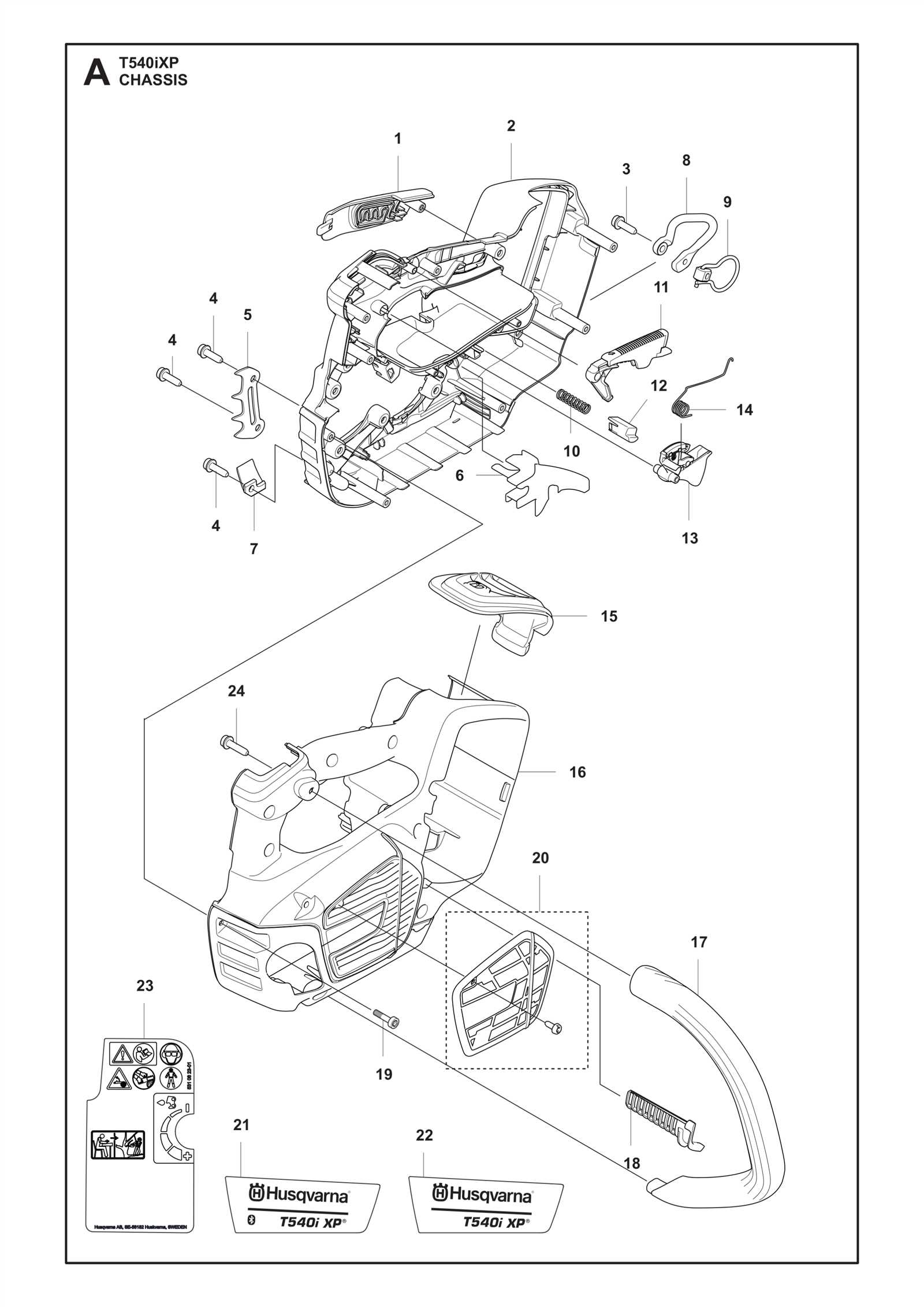 husqvarna t540xp parts diagram