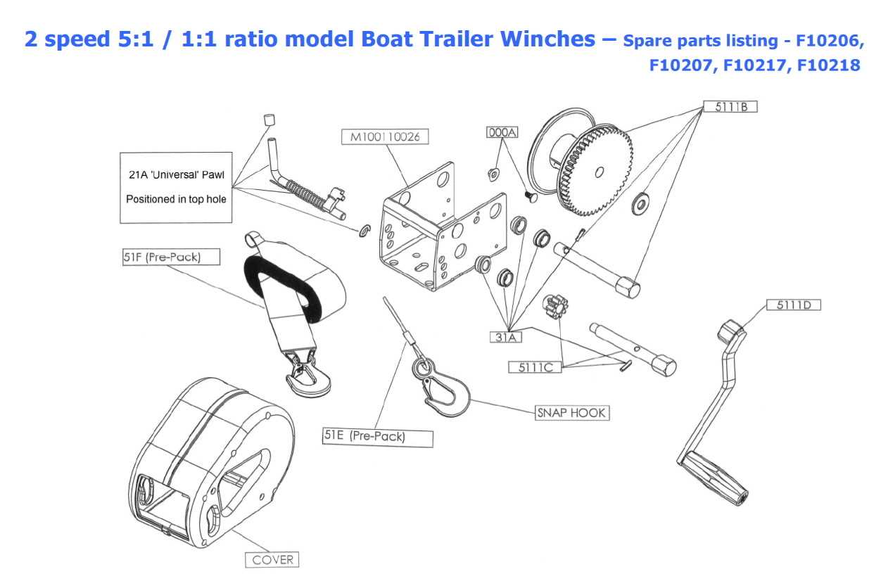 boat trailer winch parts diagram