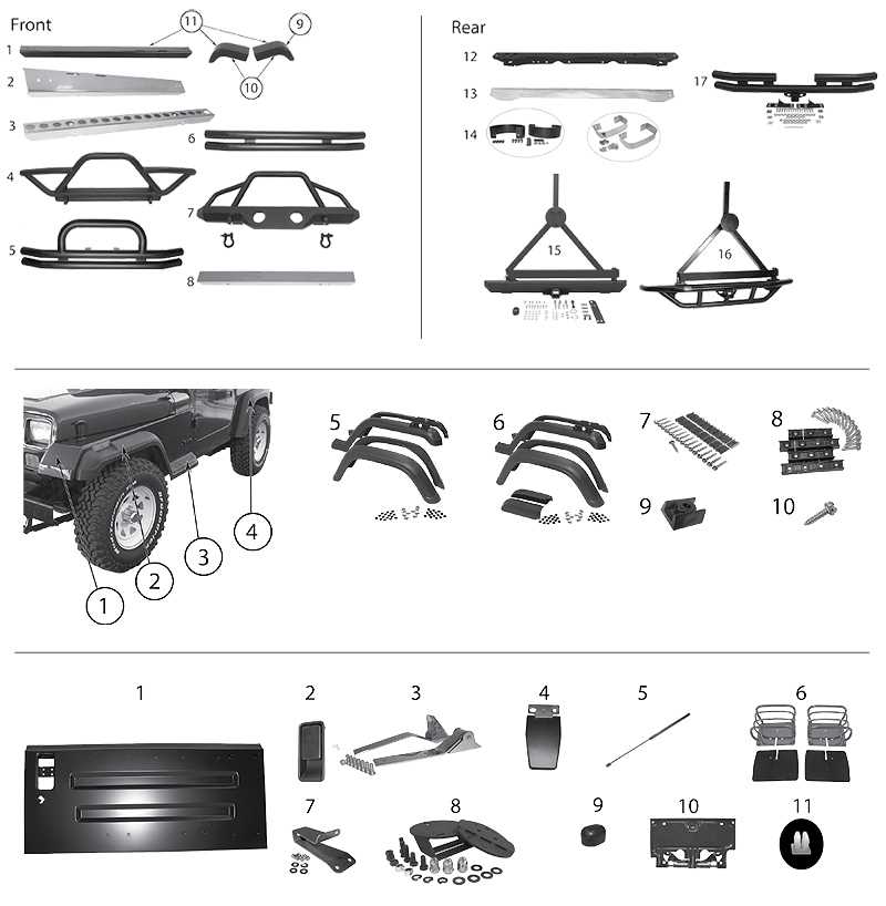 jeep wrangler body parts diagram