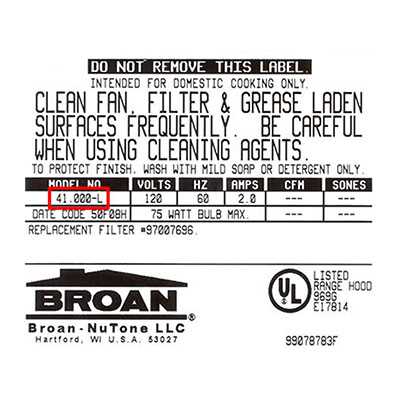 broan range hood parts diagram