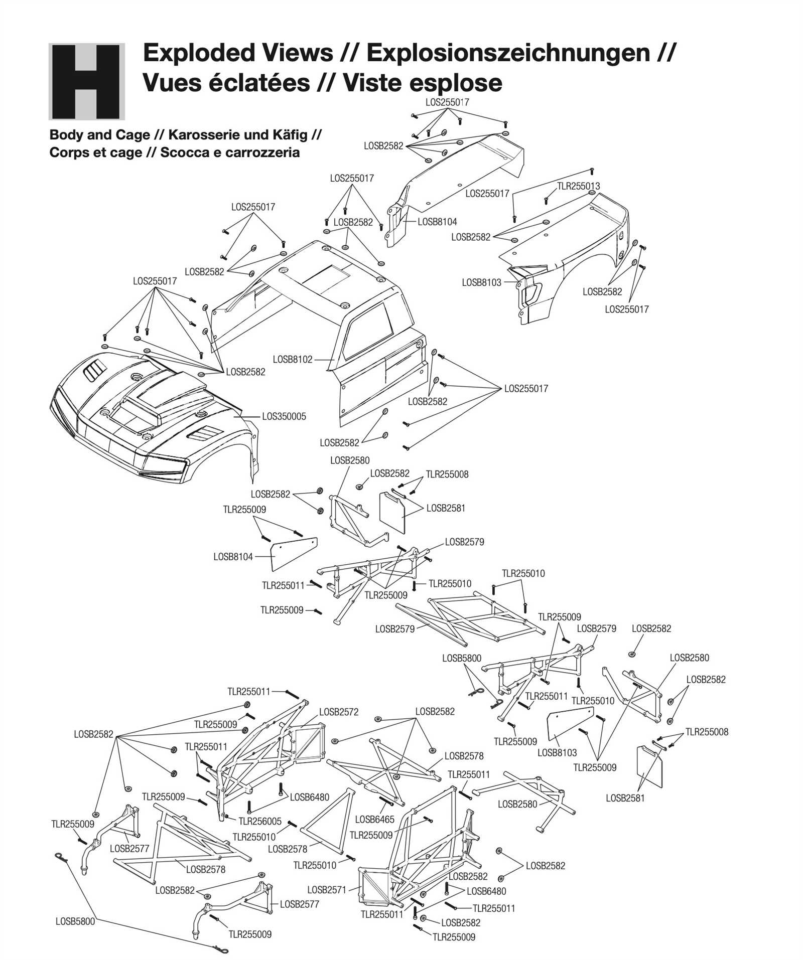 losi 5t parts diagram
