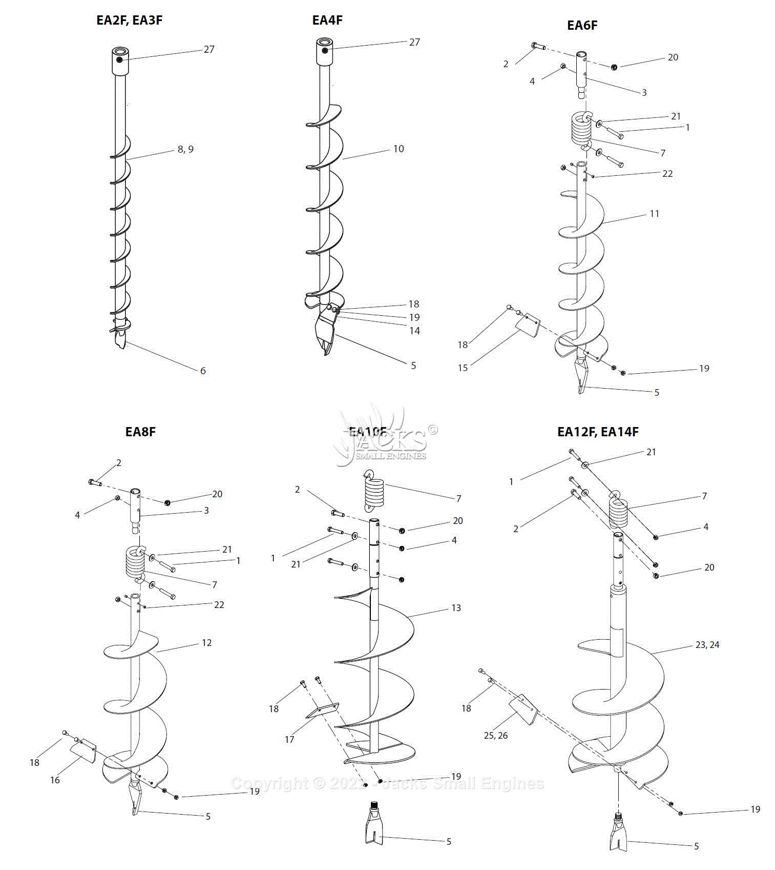 earthquake auger parts diagram