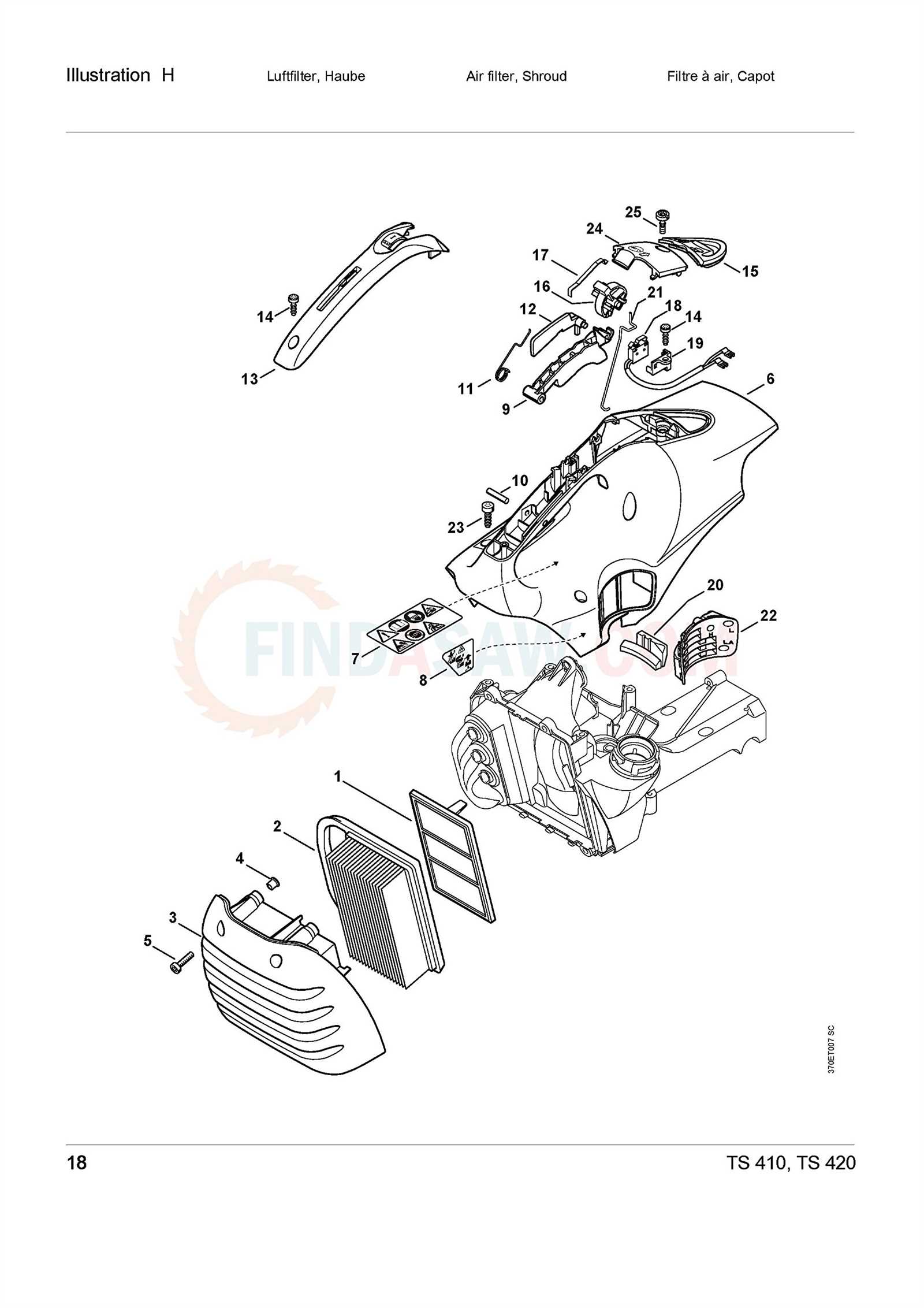 stihl 420 concrete saw parts diagram